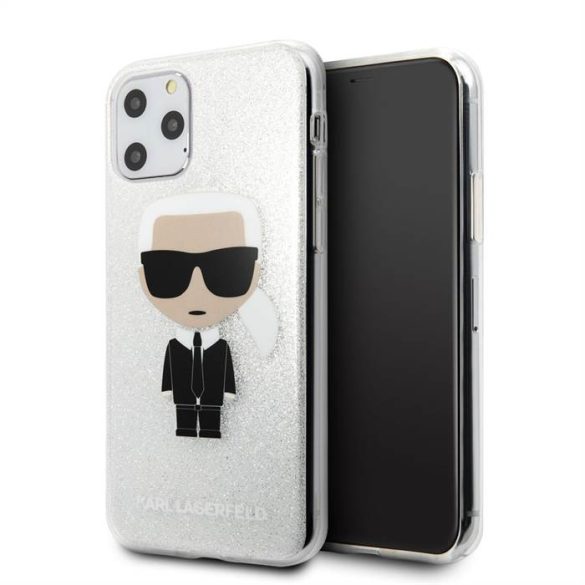 Apple iPhone 11 KARL LAGERFELD KLHCN61TPUTRIKSI Glitter Hátlap - Ezüst
