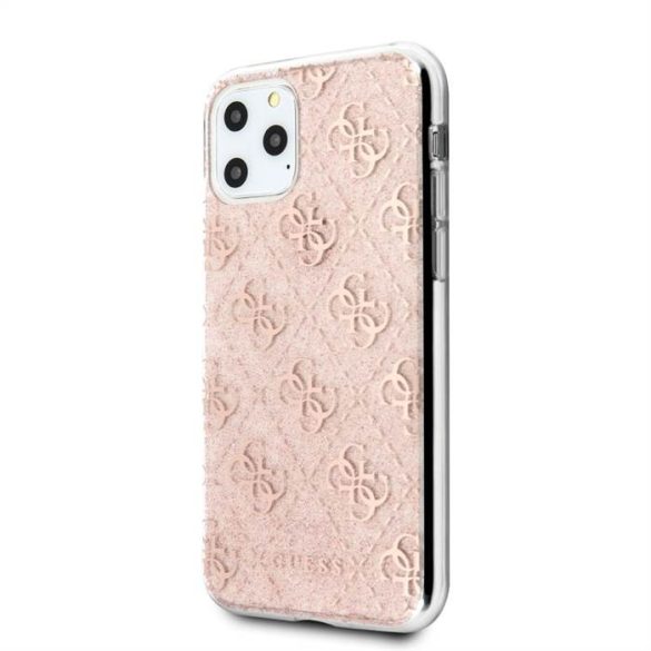 Apple iPhone 11 Pro GUESS GUHCN58PCU4GLPI Glitter TPU Hátlap - Púder Rózsaszín