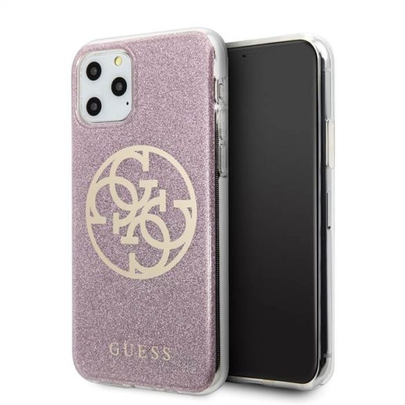 Apple iPhone 11 Pro Max GUESS GUHCN65PCUGLPI Glitter TPU Hátlap - Rózsaszín