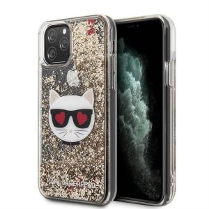 Apple iPhone 11 Pro Max KARL LAGERFELD KLHCN65LCGLGO Liquid Glitter TPU Hátlap - Arany