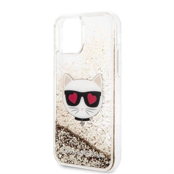 Apple iPhone 11 Pro Max KARL LAGERFELD KLHCN65LCGLGO Liquid Glitter TPU Hátlap - Arany