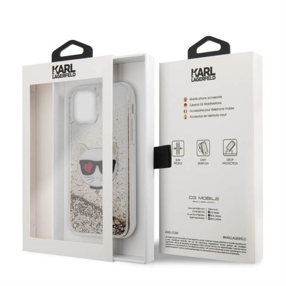Apple iPhone 11 Pro Max KARL LAGERFELD KLHCN65LCGLGO Liquid Glitter TPU Hátlap - Arany