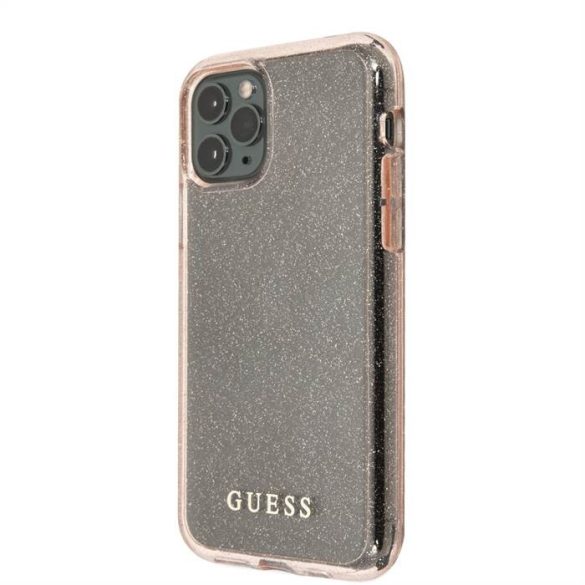 Apple iPhone 11 Pro Max GUESS GUHCN65PCGLPI Glitter TPU Hátlap - Rózsaszín