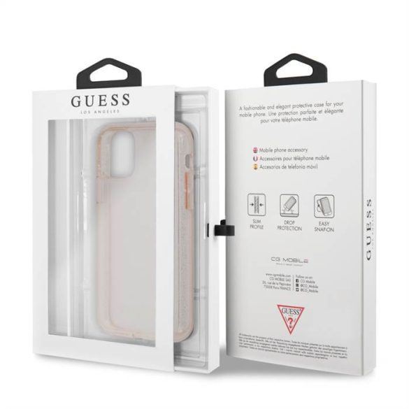 Apple iPhone 11 Pro Max GUESS GUHCN65PCGLPI Glitter TPU Hátlap - Rózsaszín