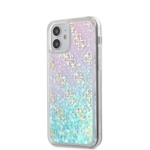 Apple iPhone 12 Mini GUESS GUHCP12SLG4GGBLPI  Liquid Glitter TPU Hátlap - Rózsaszín