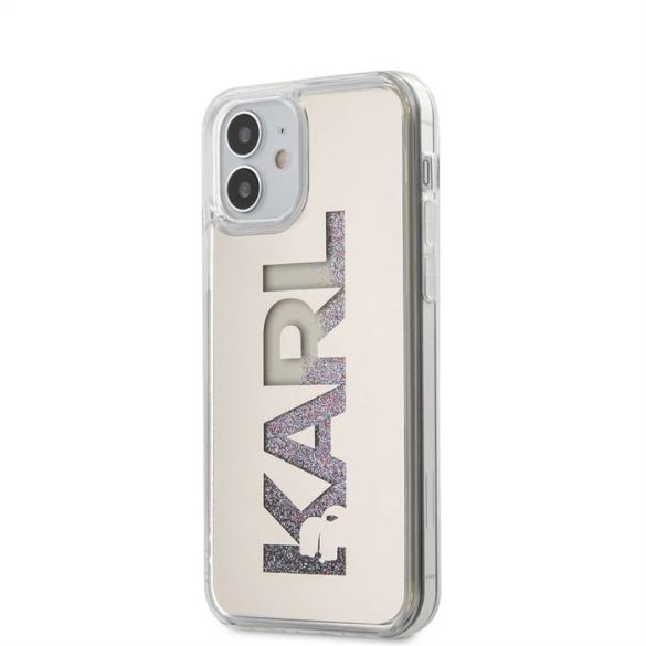 Apple iPhone 12 Mini KARL LAGERFELD KLHCP12SKLMLGR Liquid Glitter TPU Hátlap - Ezüst