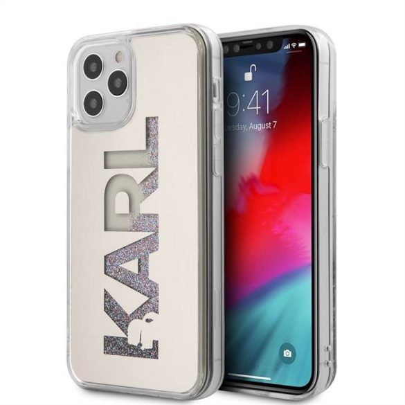 Apple iPhone 12 Pro Max KARL LAGERFELD KLHCP12LKLMLGR Liquid Glitter TPU Hátlap - Arany