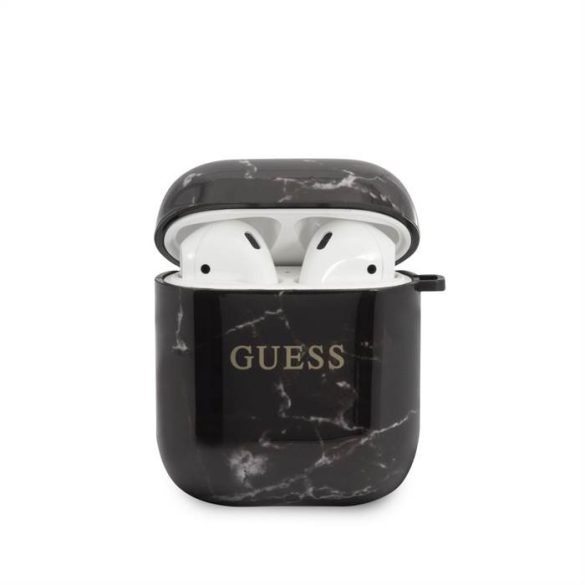 Apple Airpods 1/2 GUESS GUACA2TPUMABK TPU Tartó - Fekete