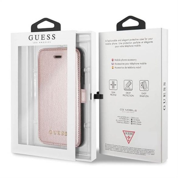 Apple iPhone 12 Mini GUESS GUFLBKSP12SIGLRG Könyvtok - Rose Gold