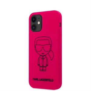 Apple iPhone 12 Mini KARL LAGERFELD  KLHCP12SSILFLPI Liquid Silicon Hátlap - Magenta