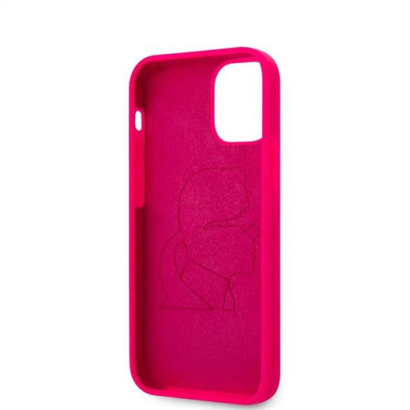 Apple iPhone 12 Mini KARL LAGERFELD  KLHCP12SSILFLPI Liquid Silicon Hátlap - Magenta