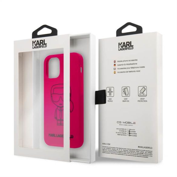 Apple iPhone 12 Mini KARL LAGERFELD  KLHCP12SSILFLPI Liquid Silicon Hátlap - Magenta