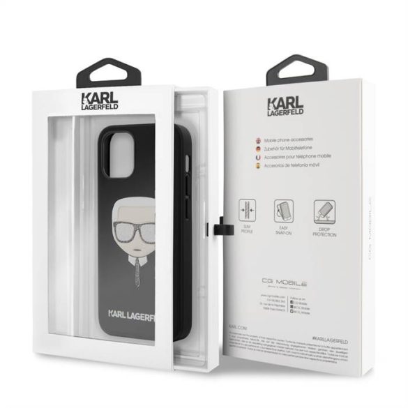 Apple iPhone 12 Mini KARL LAGERFELD KLHCP12SGLBK Hátlap - Fekete