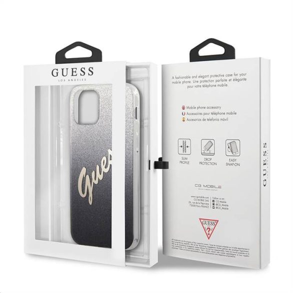 Apple iPhone 12 Mini GUESS GUHCP12SPCUGLSBK Hátlap - Fekete