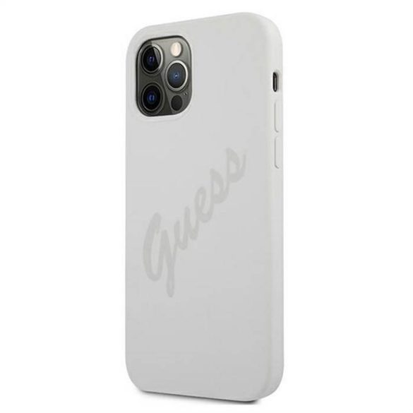 Apple iPhone 12 Mini GUESS GUHCP12SLSVSCR Liquid Silicon Hátlap - Fehér