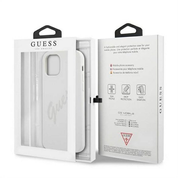 Apple iPhone 12 Mini GUESS GUHCP12SLSVSCR Liquid Silicon Hátlap - Fehér