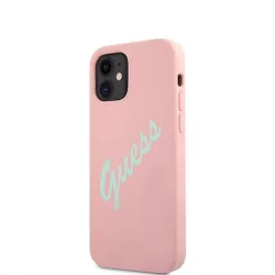   Apple iPhone 12 Mini GUESS GUHCP12SLSVSPG Liquid Silicon Hátlap - Rózsaszín