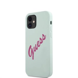 Apple iPhone 12 Mini GUESS GUHCP12SLSVSBF Liquid Silicon Hátlap - Világoskék