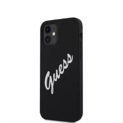   Apple iPhone 12 Mini GUESS GUHCP12SLSVSBW Liquid Silicon Hátlap - Fekete