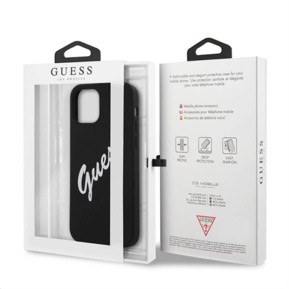 Apple iPhone 12 Mini GUESS GUHCP12SLSVSBW Liquid Silicon Hátlap - Fekete