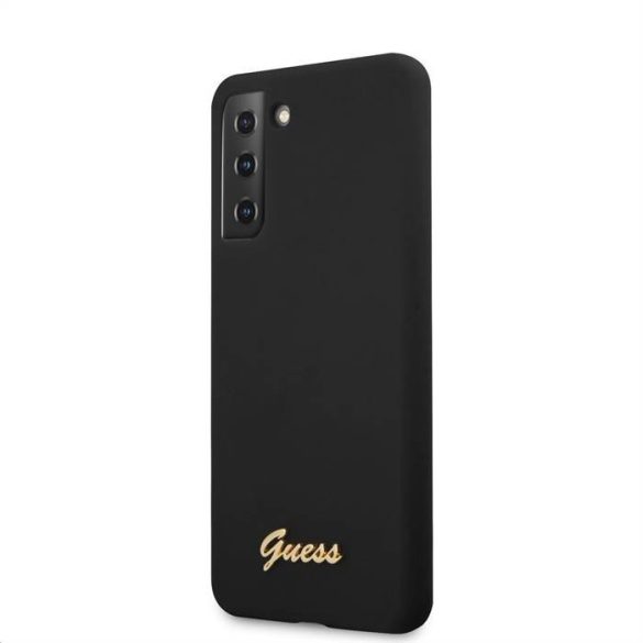 Samsung S21 Plus GUESS GUHCS21MLSLMGBK Liquid Silicon Hátlap - Fekete