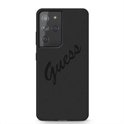   Samsung S21 Ultra GUESS GUHCS21LLSVSBK Liquid Silicon Hátlap - Fekete