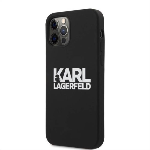 Apple iPhone 12 Mini KARL LAGERFELD  KLHCP12SSLKLRBK Liquid Silicon Hátlap - Fekete