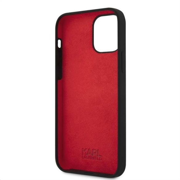 Apple iPhone 12 Mini KARL LAGERFELD  KLHCP12SSLKLRBK Liquid Silicon Hátlap - Fekete