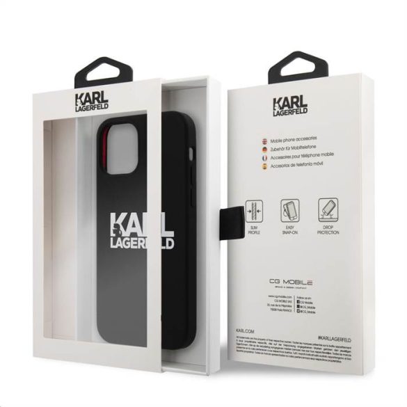 Apple iPhone 12 Mini KARL LAGERFELD  KLHCP12SSLKLRBK Liquid Silicon Hátlap - Fekete