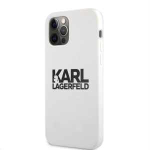 Apple iPhone 12 Pro Max KARL LAGERFELD  KLHCP12LSLKLWH Liquid Silicon Hátlap - Fehér