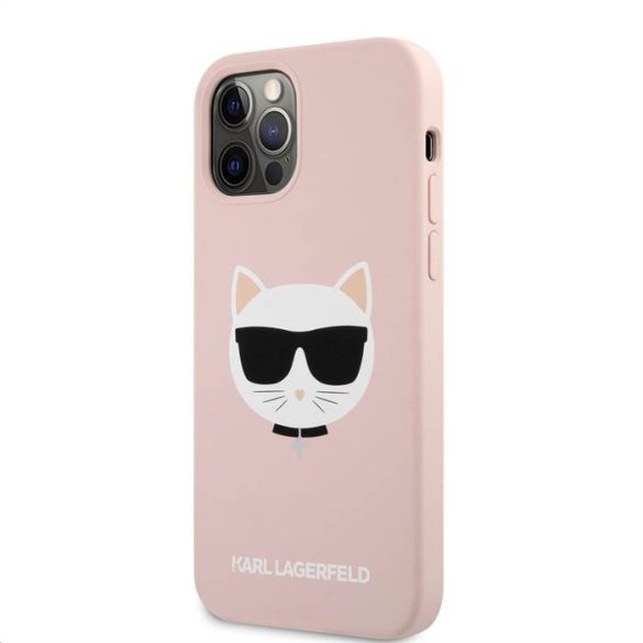 Apple iPhone 12/12 Pro KARL LAGERFELD KLHCP12MSLCHLP Liquid Silicon Hátlap - Rózsaszín