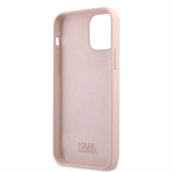 Apple iPhone 12/12 Pro KARL LAGERFELD KLHCP12MSLCHLP Liquid Silicon Hátlap - Rózsaszín