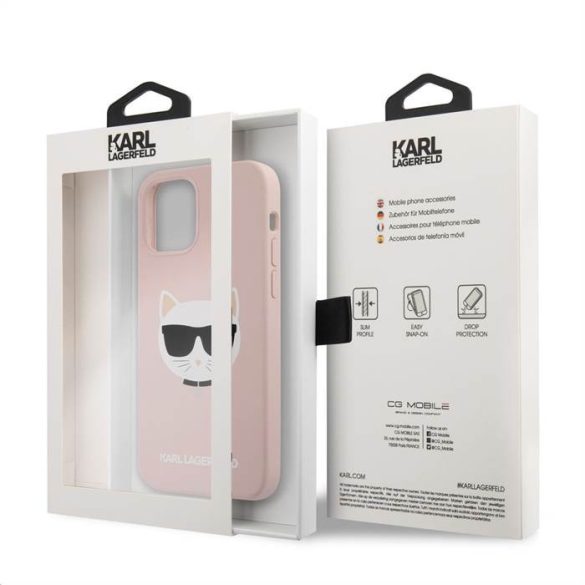 Apple iPhone 12/12 Pro KARL LAGERFELD KLHCP12MSLCHLP Liquid Silicon Hátlap - Rózsaszín