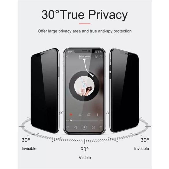 Samsung A30/A30S/A40S/A50/A50S 2019 Lito D+ 2.5D Full Privacy Üvegfólia - Fekete