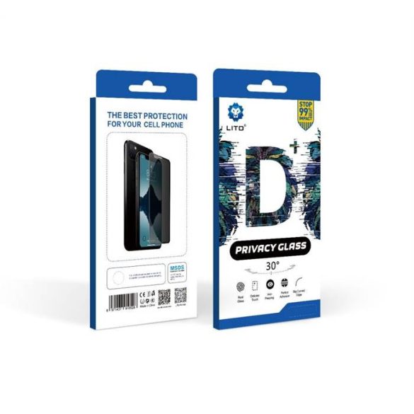 Huawei P30 Lite Lito D+ 2.5D Full Privacy Üvegfólia - Fekete