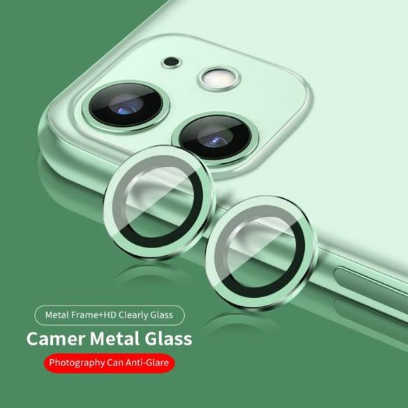 Apple iPhone 11 Lito S+ 3D Fém Kamera Védő Üvegfólia - Zöld