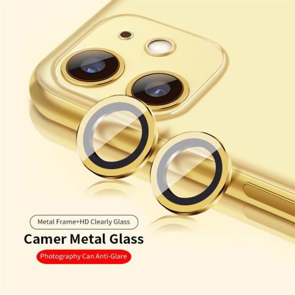 Apple iPhone 11 Pro/11 Pro Max Lito S+ 3D Fém Kamera Védő Üvegfólia - Arany