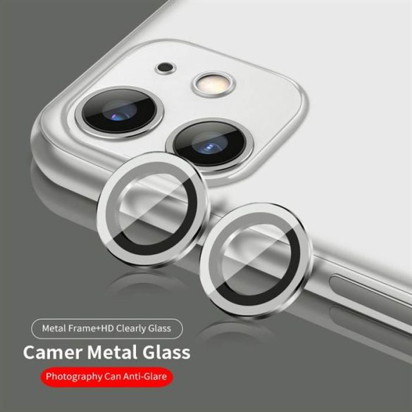 Apple iPhone 11 Pro/11 Pro Max Lito S+ 3D Fém Kamera Védő Üvegfólia - Ezüst
