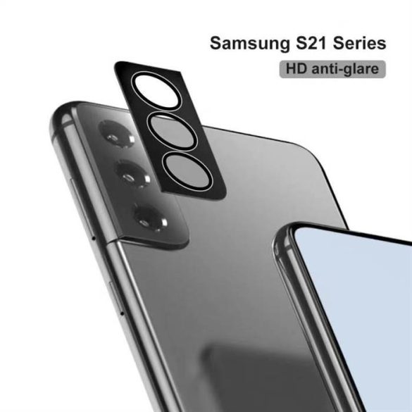 Samsung S21/S21 Plus Lito S+ 3D Fém Kamera Védő Üvegfólia - Fekete