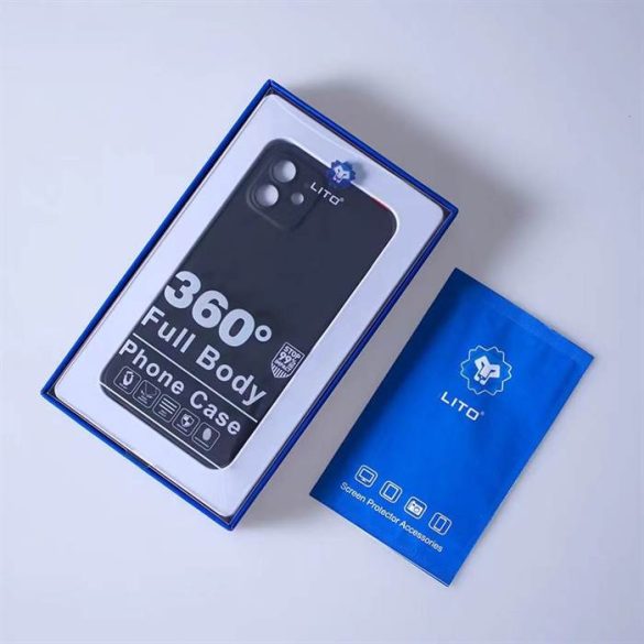 Apple iPhone 12 Pro Lito 360'' Full Protect 2in1 Hátlap + Előlapi Üvegfólia - Kék