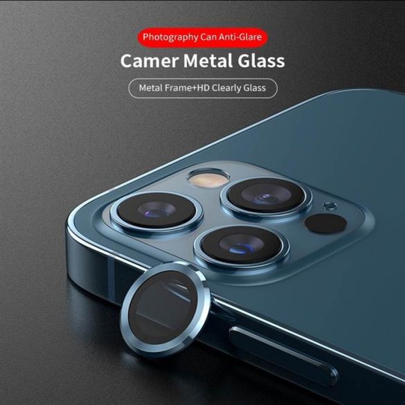 Apple iPhone 13 Mini/13 Lito S+ 3D Fém Kamera Védő Üvegfólia - Kék