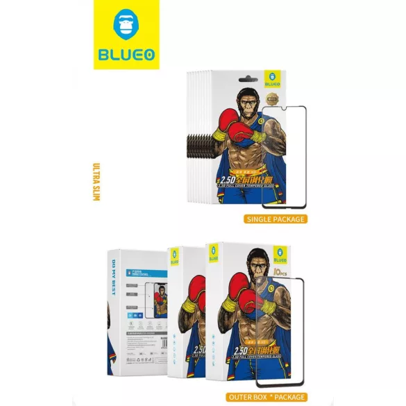 Xiaomi Redmi Note 8 Pro Blueo Lite 2.5D 10 Darabos Full Üvegfólia - Fekete