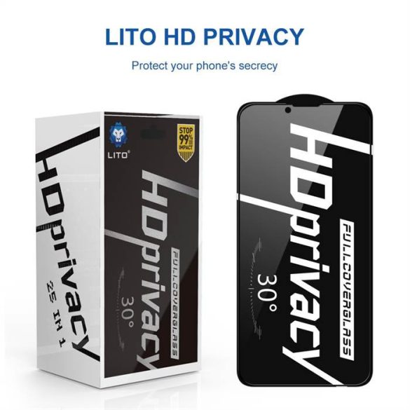 Apple iPhone 7/8/SE 2020/SE 2022 Lito HD Plus Privacy 2.5D Full Üvegfólia - Fekete