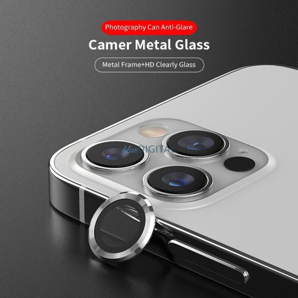 Apple iPhone 14 Pro/14 Pro Max Lito S+ 3D Fém Kamera Védő Üvegfólia - Ezüst