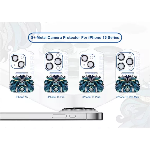 Apple iPhone 15 Pro/15 Pro Max Lito S+ original AR 3D Fém Kamera Védő Üvegfólia - Ezüst