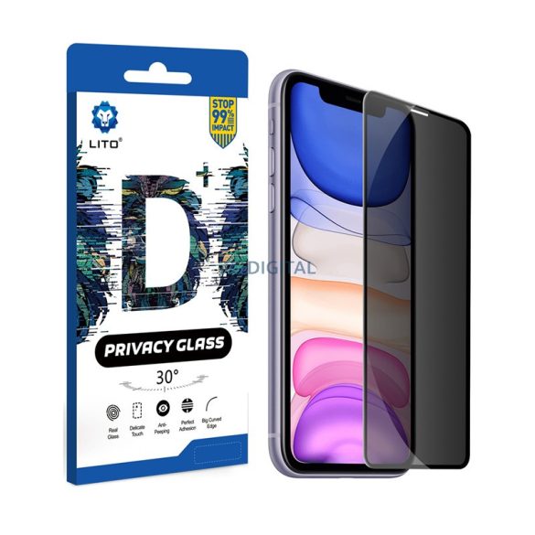 Apple iPhone 12/12 Pro Lito D+ Pro 2.5D Full Privacy Üvegfólia - Fekete