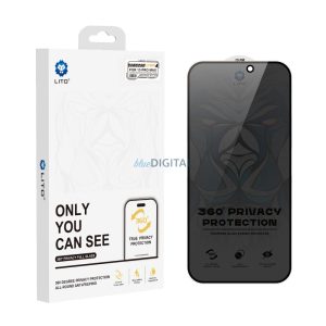 Apple iPhone 14 Pro Lito D+ Ultra 360 Privacy  2.5D Full Üvegfólia - Fekete