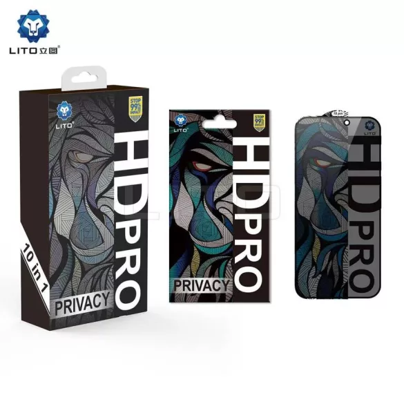 Apple iPhone 17 Air Lito HD Pro ESD Privacy 2.5D Full Üvegfólia - Fekete