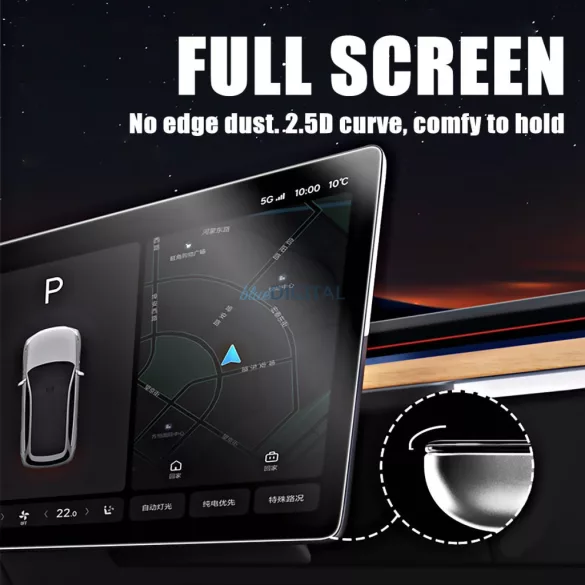 Tesla Model Y/Model 3 (2019-2023) Lito 0.33mm 2.5D 9H Üvegfólia