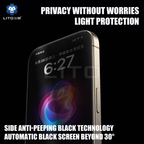 Apple iPhone 13 Pro Max/14 Plus Lito 0.33mm Privacy 9H Üvegfólia